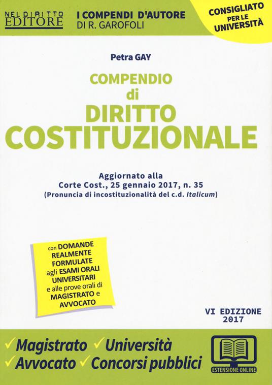 Compendio di diritto costituzionale - Petra Gay - copertina
