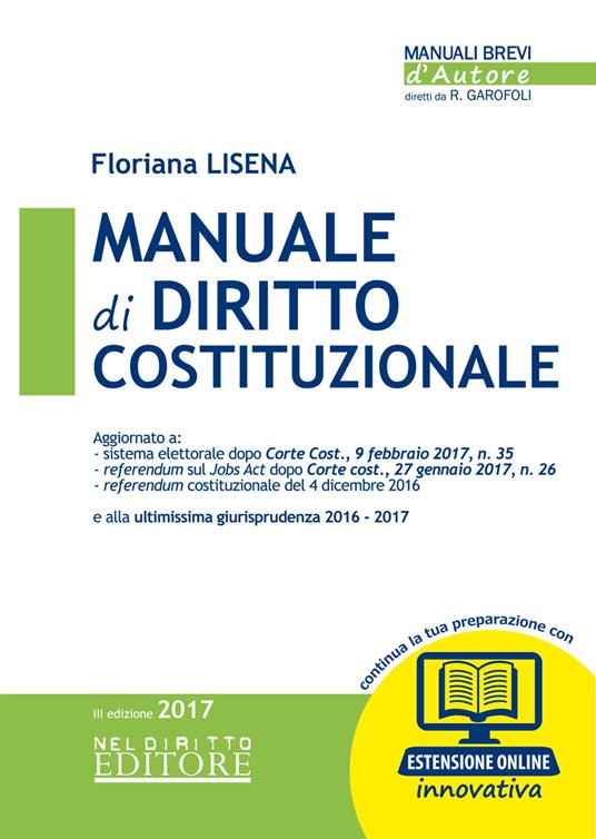 Manuale di diritto costituzionale - Floriana Lisena - copertina
