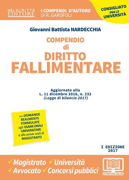 Compendio di diritto fallimentare - Giovanni Battista Nardecchia - copertina