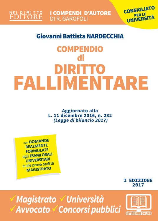 Compendio di diritto fallimentare - Giovanni Battista Nardecchia - copertina