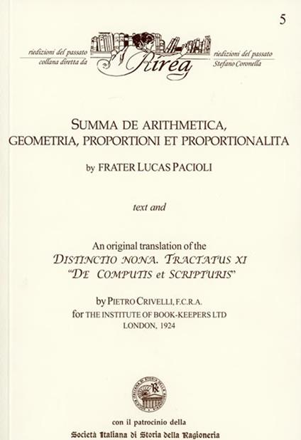 Summa de arithmetica, geometria, proportioni et proportionalita. An original translation of the Distinctio nona. Tractatus IX «De computis et scripturis» - Luca Pacioli - copertina