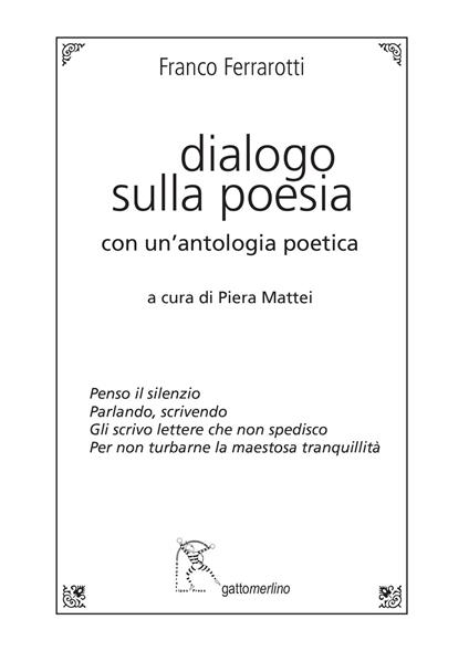 Dialogo sulla poesia. Con un’antologia poetica - Franco Ferrarotti - copertina