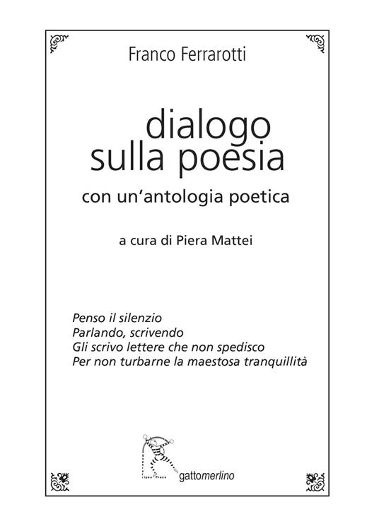 Dialogo sulla poesia. Con un’antologia poetica - Franco Ferrarotti - copertina