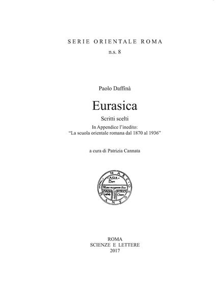 Eurasica. Scritti scelti - Paolo Daffinà - copertina