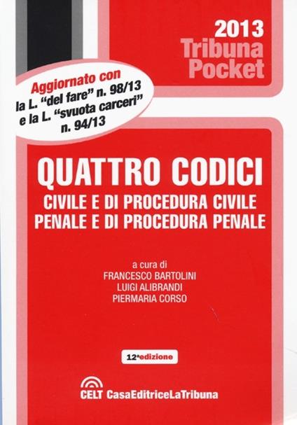Quattro codici. Civile e di procedura civile, penale e di procedura penale - copertina