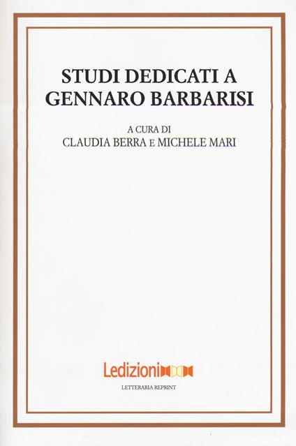 Studi dedicati a Gennaro Barbarisi - copertina