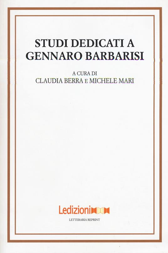 Studi dedicati a Gennaro Barbarisi - copertina
