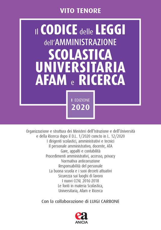 Il codice delle leggi dell'amministrazione scolastica universitaria, AFAM e ricerca - copertina