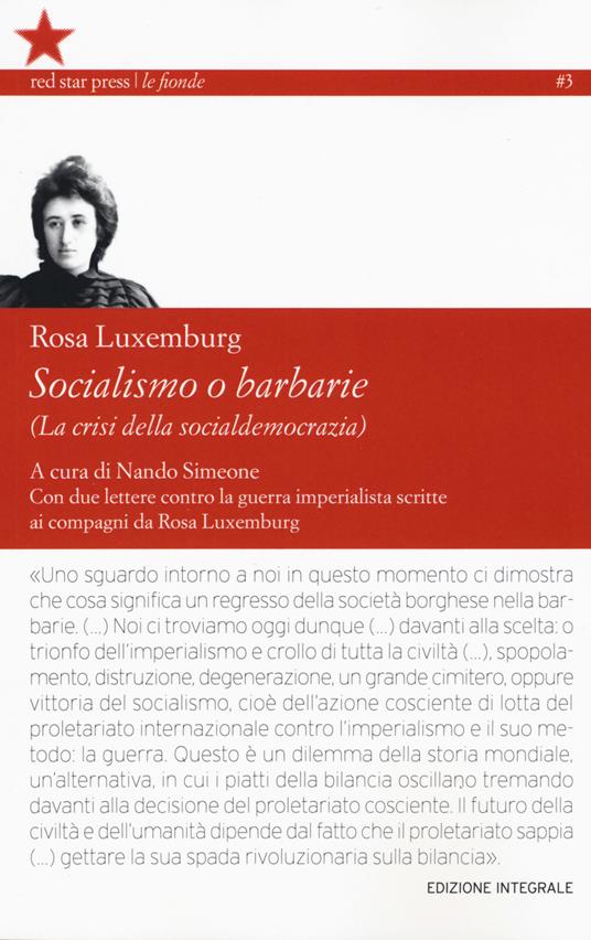 Socialismo o barbarie. La cristi della socialdemocrazia - Rosa Luxemburg - copertina