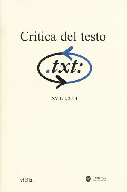 Critica del testo. Vol. 17/1 - copertina
