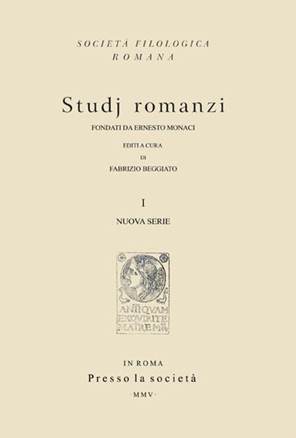 Studj romanzi. Nuova serie. Vol. 1 - copertina