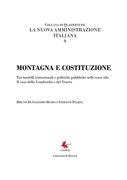 Montagna e Costituzione. La nuova Amministrazione italiana 9 - Bruno Di Giacomo Russo - copertina
