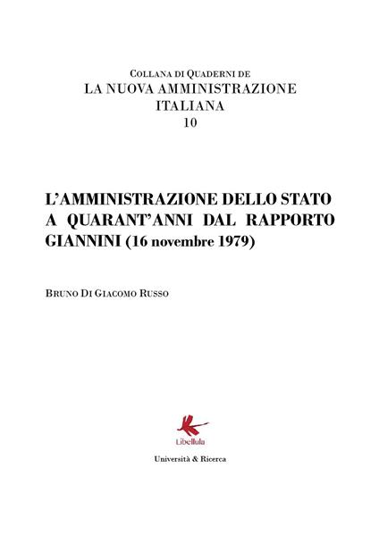 L'amministrazione dello Stato a quarant'anni dal Rapporto Giannini (16 novembre 1979) - Bruno Di Giacomo Russo - copertina