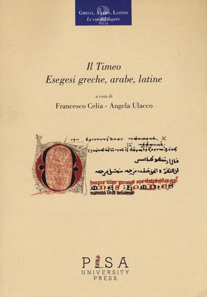 Il Timeo. Esegesi greche, arabe, latine - copertina