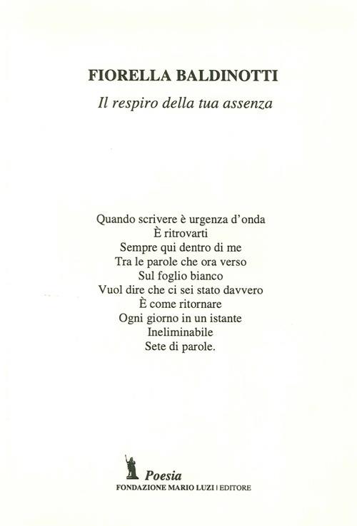 Il respiro della tua assenza - Fiorella Baldinotti - copertina