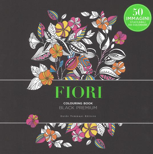 Fiori. Black premium. Colouring book antistress - copertina