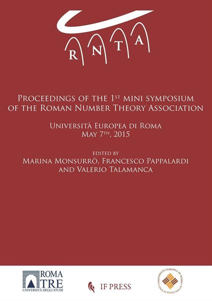 Proceedings of the first mini symposium of the Roman Number Theory Association - Marina Monsurrò - copertina