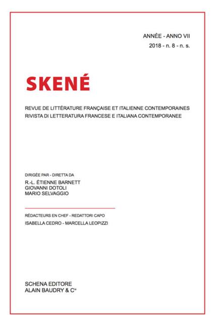 Skené. Rivista di letteratura francese e italiana contemporanee-Revue de littérature française et italienne contemporaines (2018). Vol. 8 - copertina