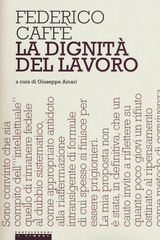 La dignità del lavoro - Federico Caffè - copertina