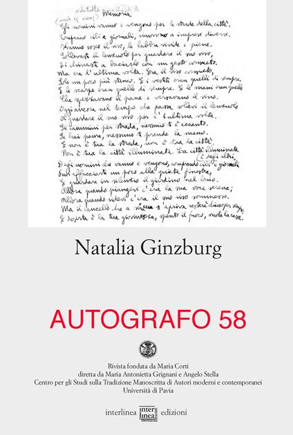 Autografo. Natalia Ginzburg (2017). Vol. 58 - copertina