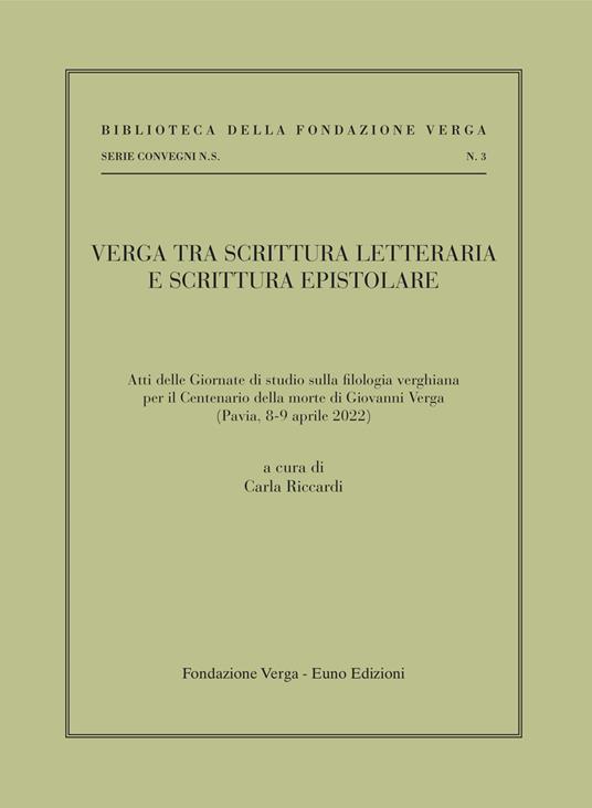 Verga tra scrittura letteraria e scrittura epistolare - copertina