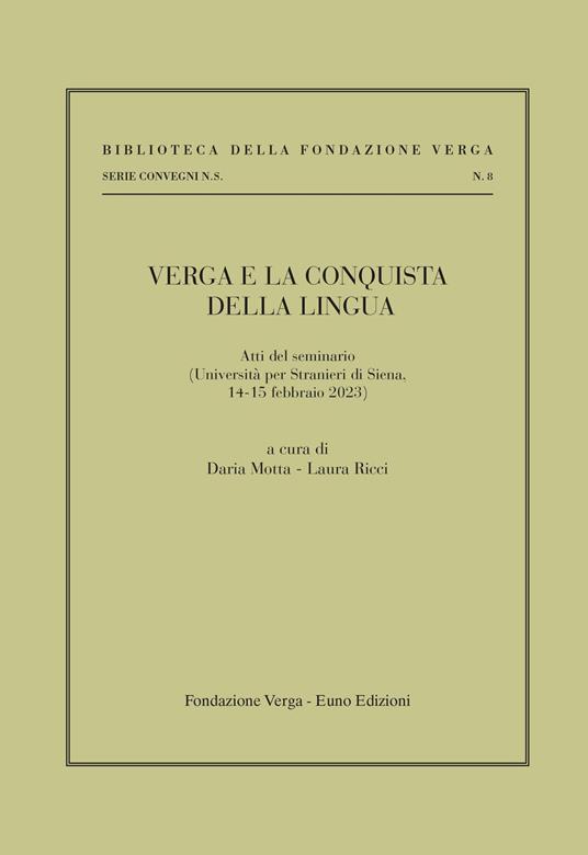 Verga e la conquista della lingua - copertina
