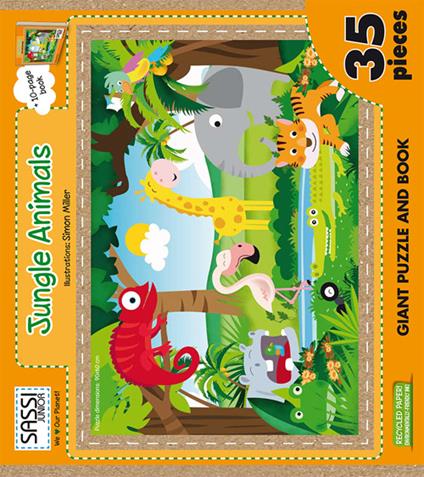 Jungle animals. Puzzle gigante. Ediz. illustrata. Con libro - Simon Miller - copertina
