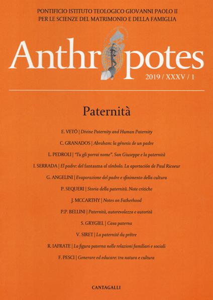 Anthropotes. Rivista di studi sulla persona e la famiglia (2019). Vol. 1 - copertina