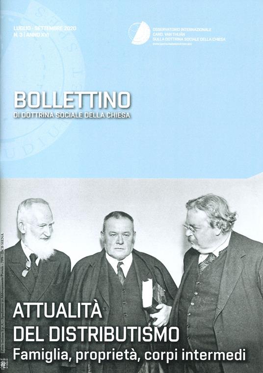 Bollettino di dottrina sociale della Chiesa (2020). Vol. 3 - copertina