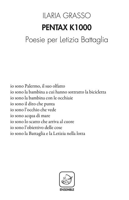 Pentax k1000. Poesie per Letizia Battaglia - Ilaria Grasso - copertina