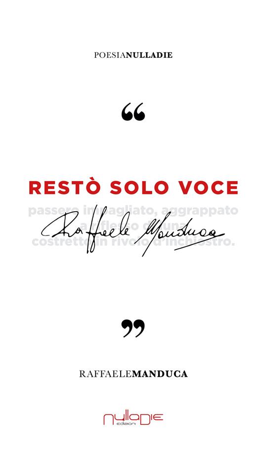 Restò solo voce - Raffaele Manduca - copertina