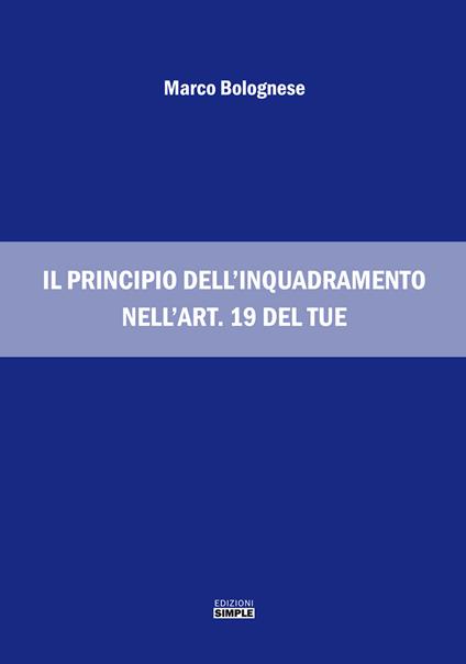 Il principio dell'inquadramento nell'art. 19 del TUE - Marco Bolognese - copertina
