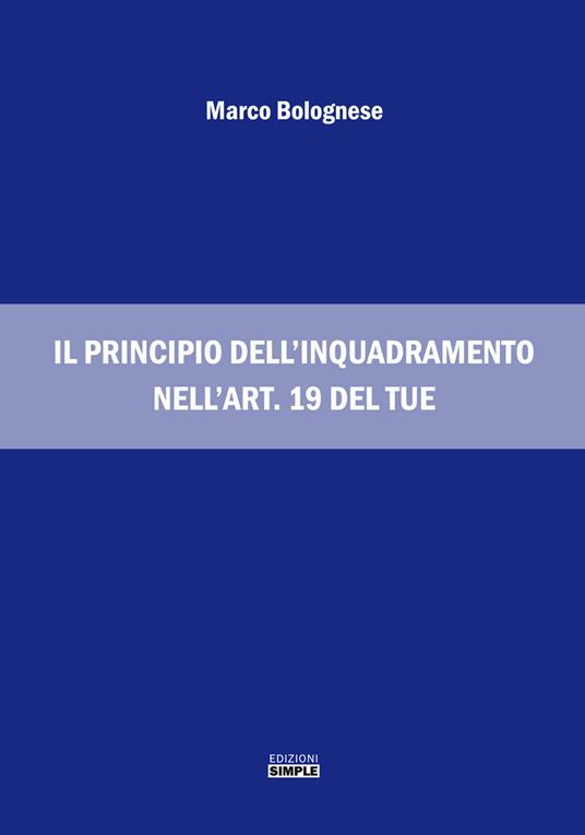 Il principio dell'inquadramento nell'art. 19 del TUE - Marco Bolognese - copertina