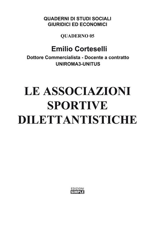 Le associazioni sportive dilettantistiche - Emilio Corteselli - copertina