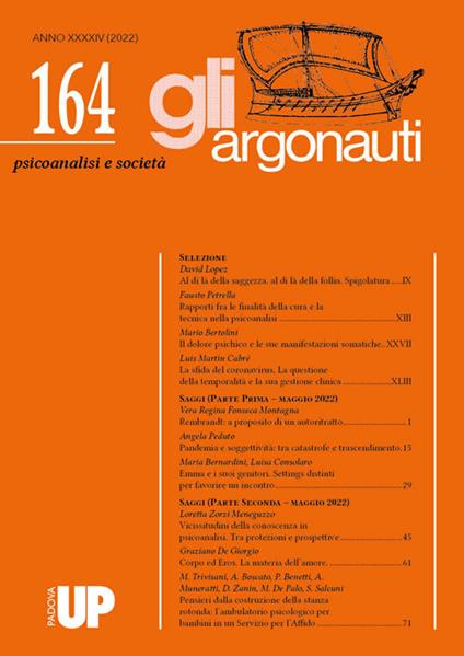 Gli argonauti. Psicoanalisi e società (2022). Vol. 164 - copertina