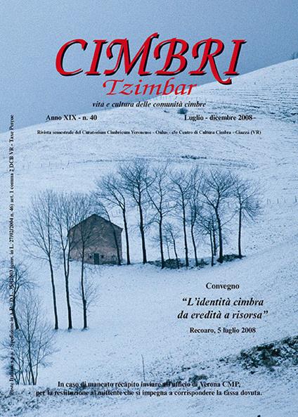 Cimbri-Tzimbar. Vita e culture delle comunità cimbre. Vol. 40 - copertina