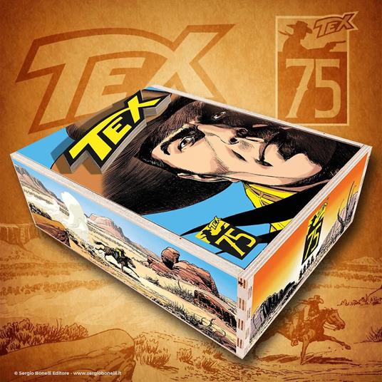 Tex 75. Box legno. Con shopper in tela, cartolina - Graziano Frediani,Mauro Boselli,Giorgio Giusfredi - copertina