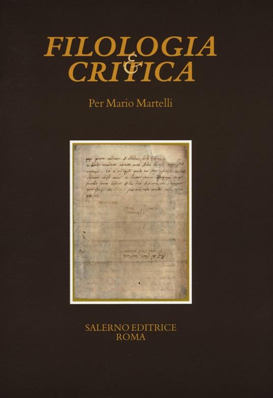 Per Mario Martelli.  Fascicolo speciale di «Filologia e Critica» - copertina