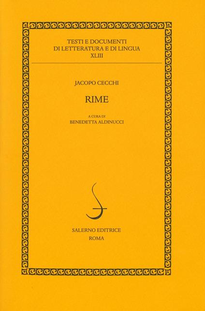 Rime. Ediz. limitata - Jacopo Cecchi - copertina