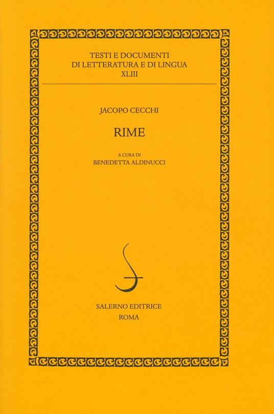 Rime. Ediz. limitata - Jacopo Cecchi - copertina