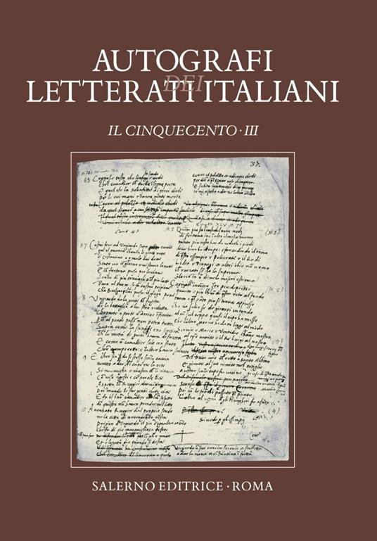 Autografi dei letterati italiani. Il Cinquecento. Vol. 3 - copertina