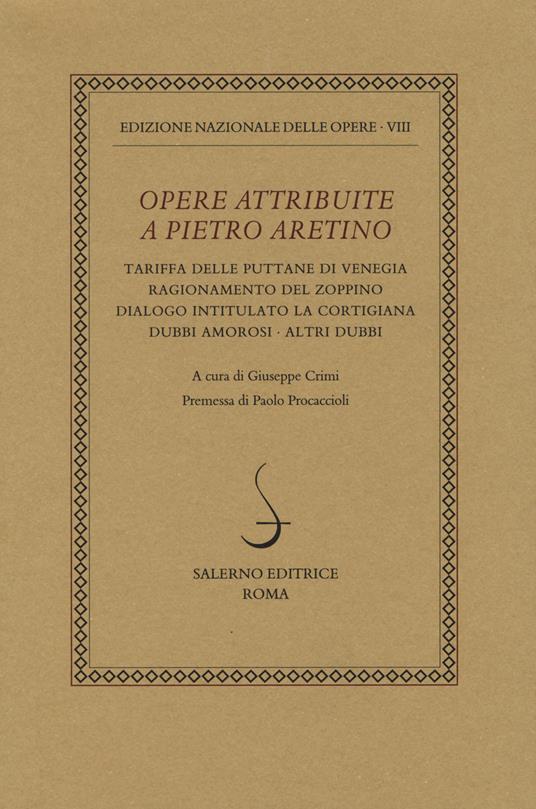 Opere attribuite a Pietro Aretino - copertina