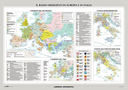 L' Alto Medioevo in Europa/Il Basso Medioevo in Europa e in Italia. Carta murale storica doppia - copertina
