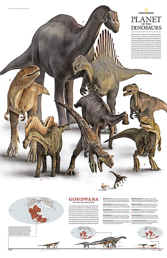 Dinosauri nel continente Gondwana. Carta murale. Ediz. inglese - copertina