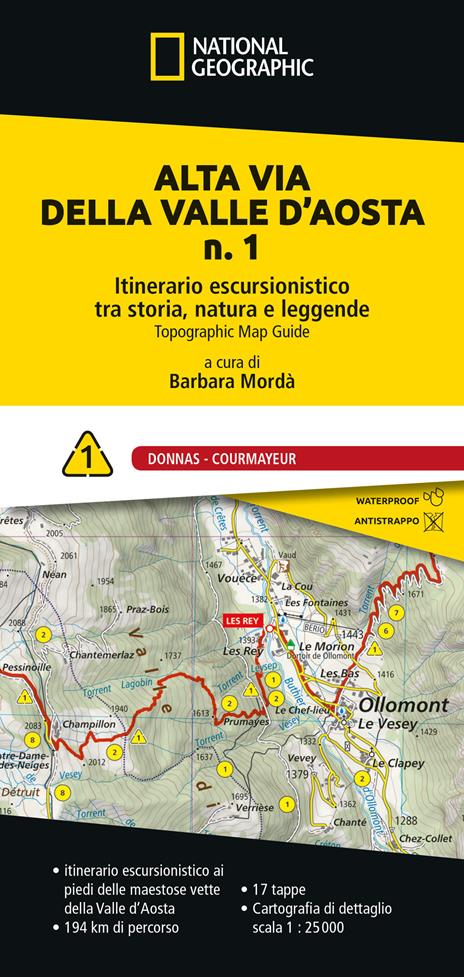 Alta via della Valle d'Aosta n. 1. Itinerario escursionistico tra storia, natura e leggende. Donnas - Courmayeur - copertina