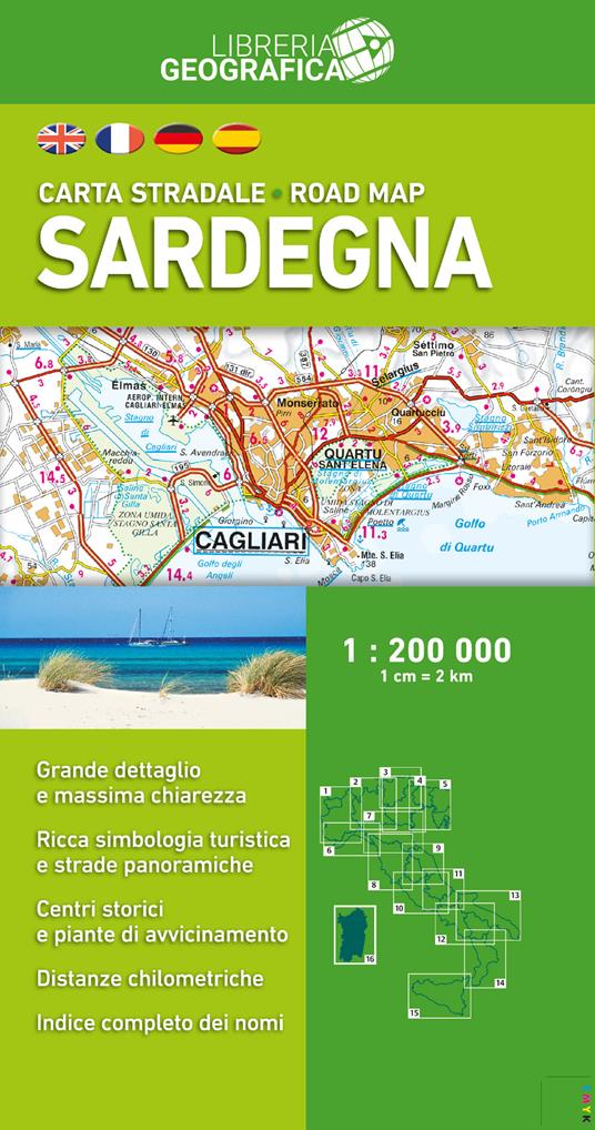 Sardegna. Carta stradale 1:200.000. Ediz. multilingue - copertina