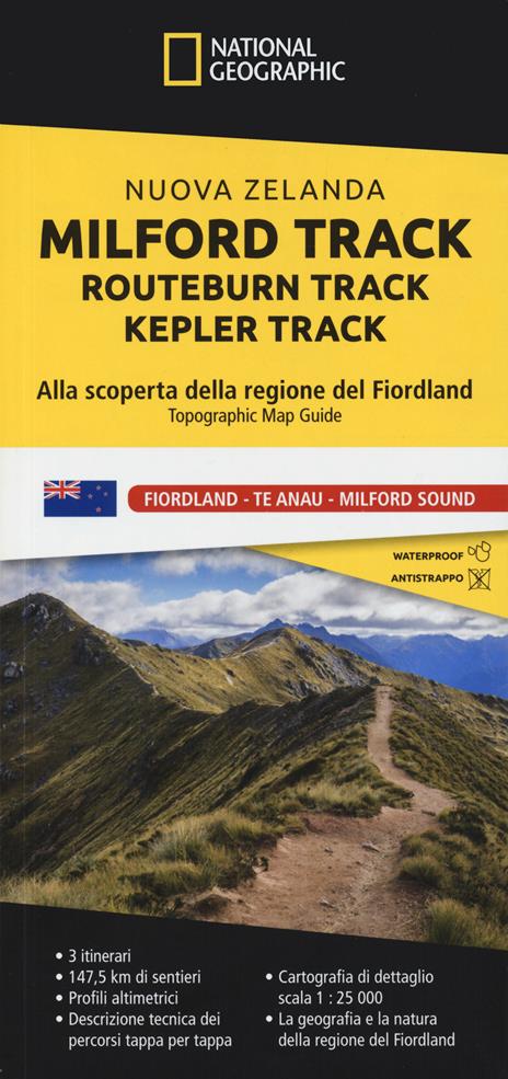 Milford Track-Routeburn Track-Kepler Track. Nuova Zelanda. Alla scoperta della regione del Fiordland. Topographic map guide - copertina