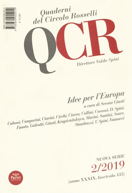QCR. Quaderni del Circolo Fratelli Rosselli (2019). Vol. 2: Idee per l'Europa - copertina