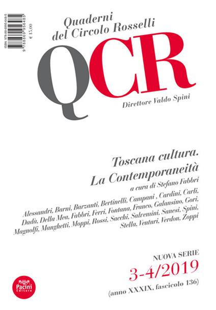 QCR. Quaderni del Circolo Fratelli Rosselli (2019). Vol. 3-4: Toscana cultura. La contemporaneità. - copertina