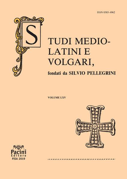 Studi mediolatini e volgari (2019). Vol. 65 - copertina